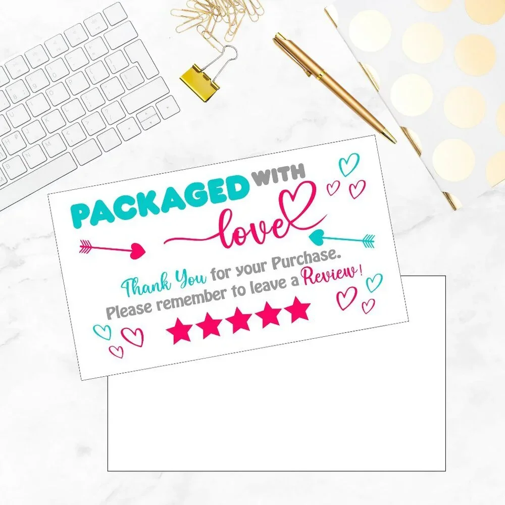 240 Thank You Cards Customizable 5 Star Review Inserts for Small Business